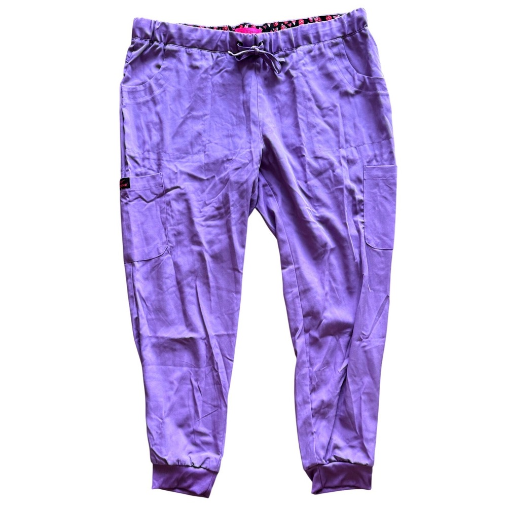Betsey Johnson Purple Jogger Capris Cropped Pants Cargo Heart Petite Large